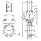 Flange redonda manual da engrenagem cônica do ANSI da baixa pressão de válvula de porta da faca de Bonnetless
