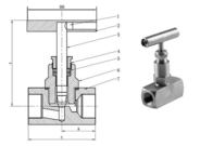 Barra 300 3/8&quot; de AISI 316 válvula de agulha de aço inoxidável do ISO do RUÍDO